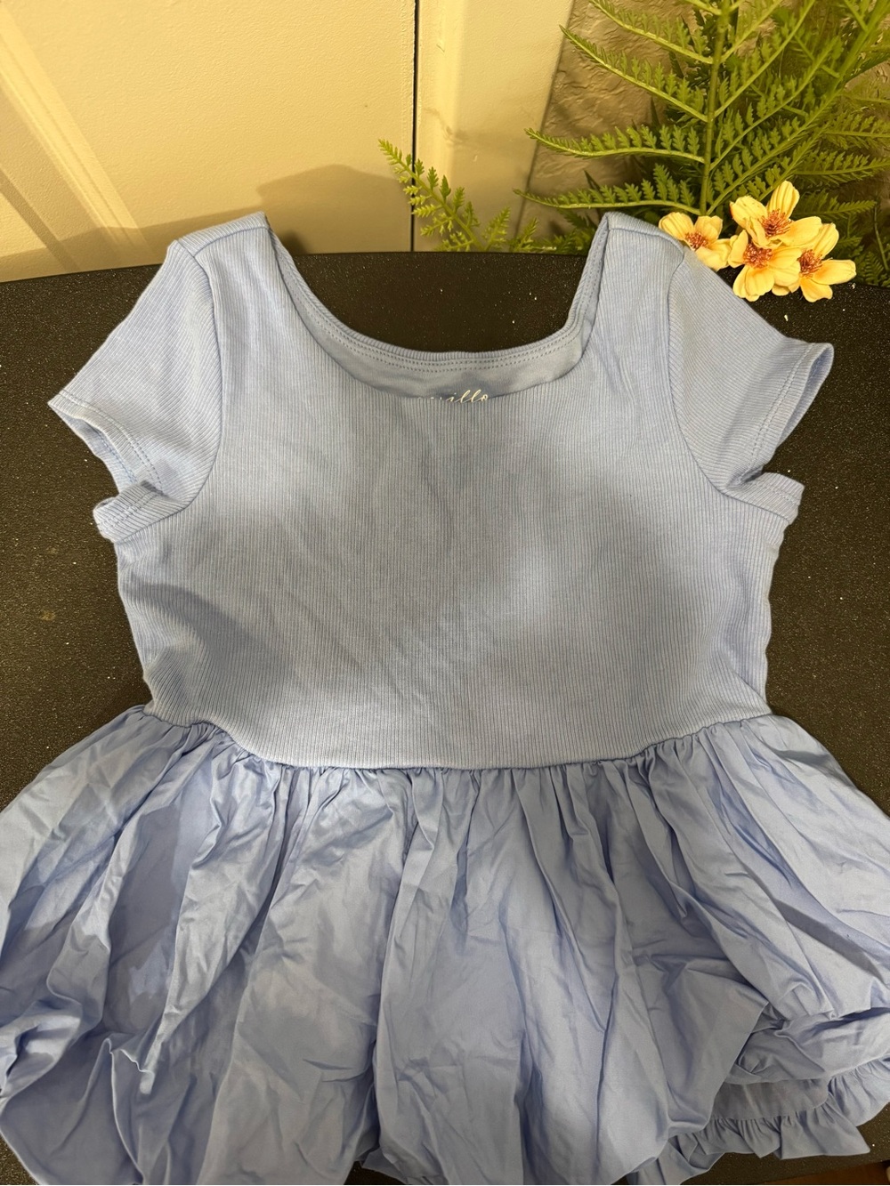 & Other Stories Light Blue Ribbed Bodice Twirl Dress